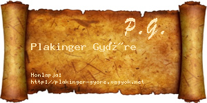 Plakinger Györe névjegykártya